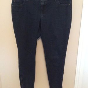 Loft Curvy stretch jeans, ankle zippers